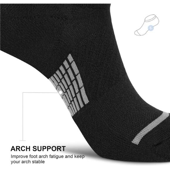 No Show Socks Men 6 Pairs,NonSlip Cushioned Low Cut Ankle Sock with Arch Support - Picture 5 of 8